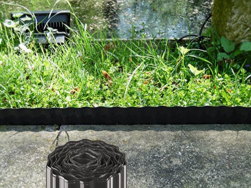 Rasenkante 30cm hoch 9m lang Grau Anthrazit Beeteinfassung Beetumrandung Rasenbegrenzung Mähkante Krötenzaun PET-Folie flexibel wetterfest Gartenabgrenzung Raseneinfassung Rolle