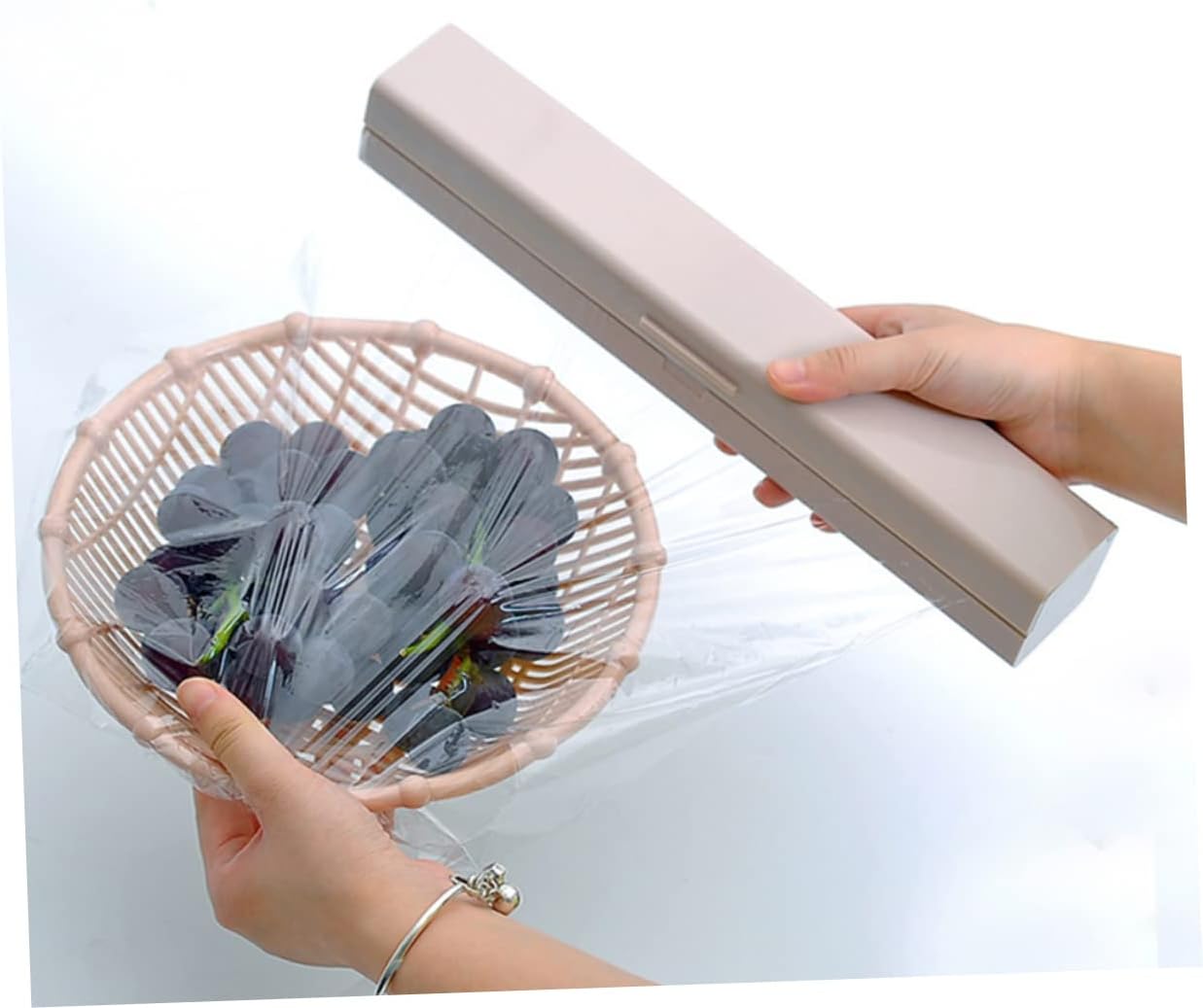 Mobestech 3PCS Cling Wrap Dispenser Stainless Steel Cutter Food Wrap Storage Box for Kitchen Organization Refillable Cling Film Cutter