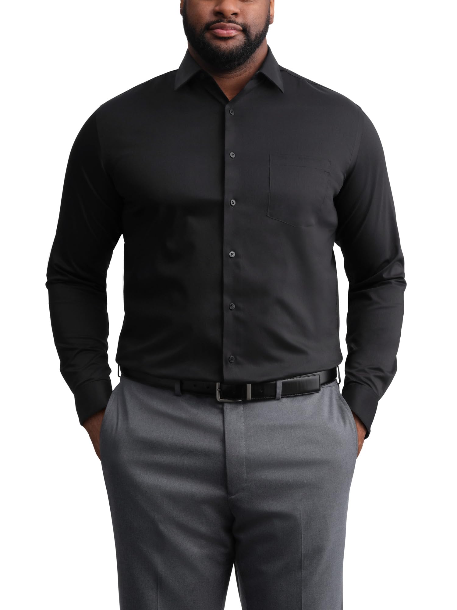 Van Heusen Herren Sehr knitterfrei Klassisches Hemd, Schwarz, 38 cm-39 cm Hals 81 cm-84 cm Ärmel