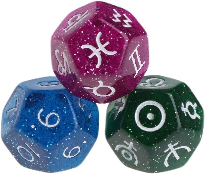 Multicolor 12 Sided Resin Dice Astrology Tarot Constellation Divination 3pcs