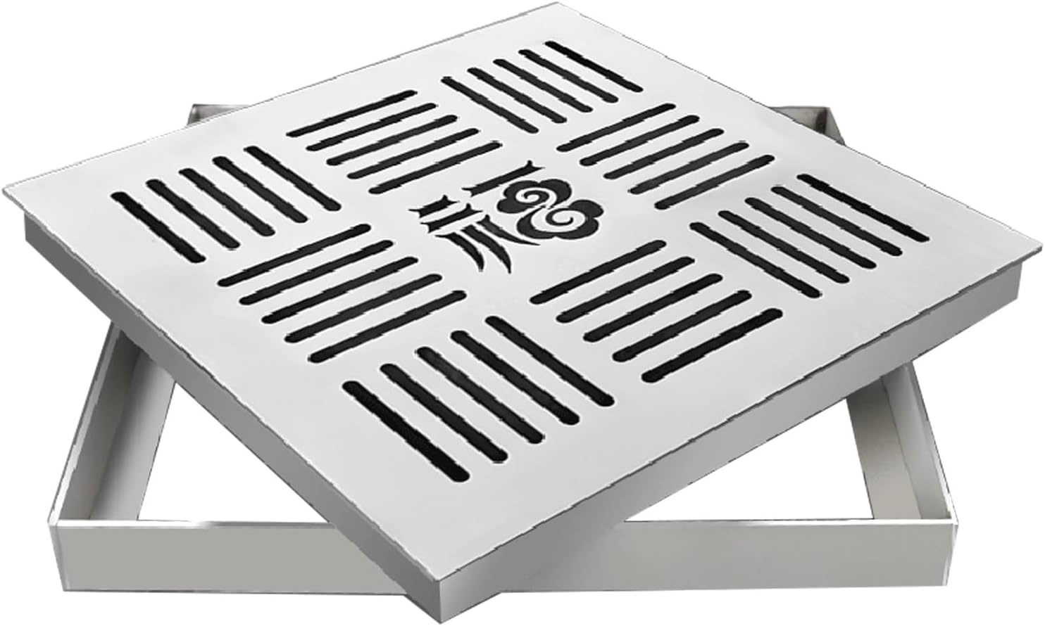 Septic Tank Cover and Frame, Square 201 Stainless Steel Septic Tank Lid with Base, with Drainage Holes, for Driveway, Yard(60x60cm/24x24in)