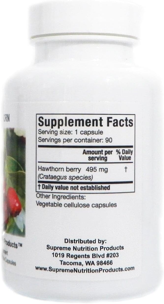 Supreme Nutrition Hawthorn, 90 Pure Hawthorn Berry Vegetarian Capsules (Pack of 2)