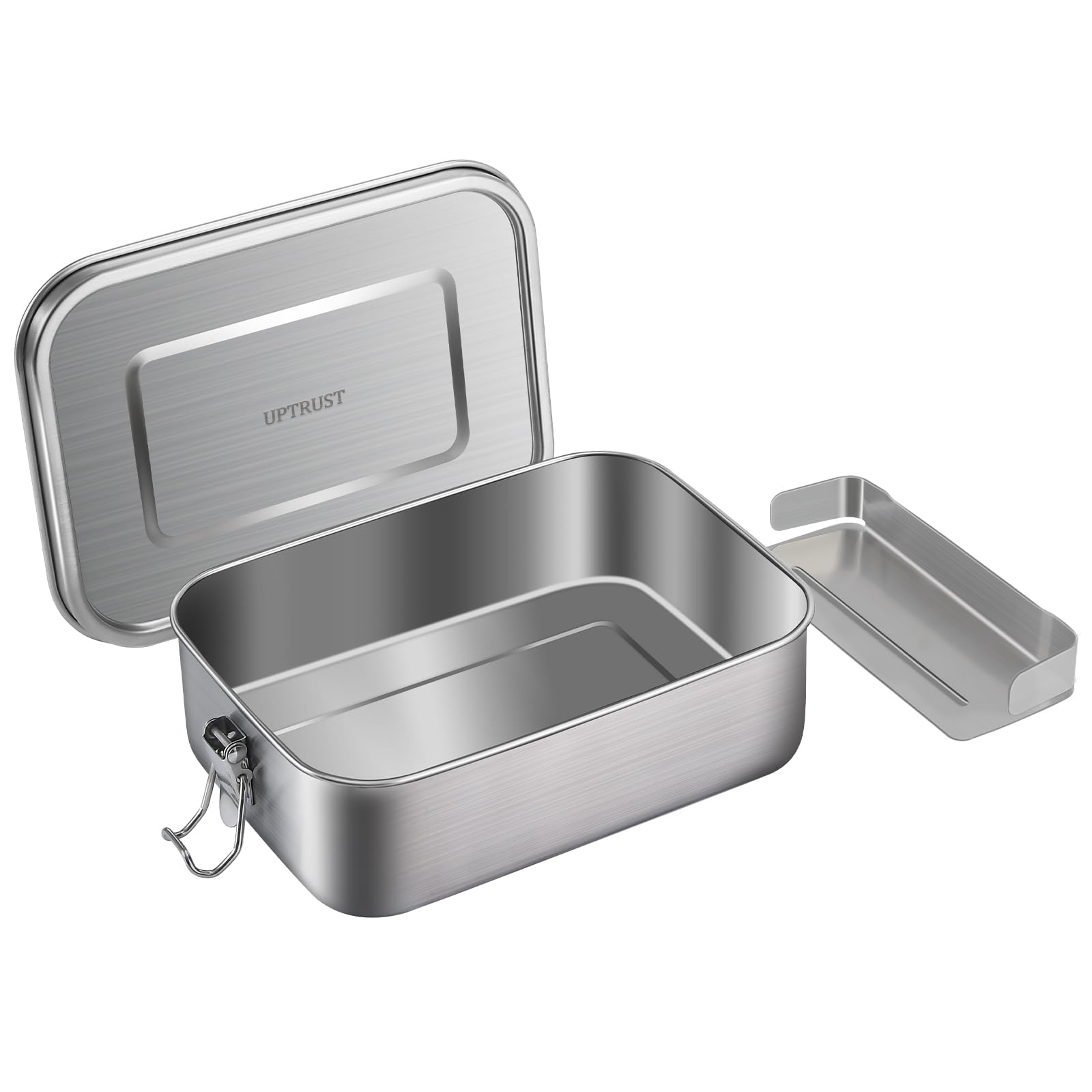 UPTRUST fiambrera de acero inoxidable, fiambrera de metal para niños o adultos – Clips a prueba de fugas – Divisor ajustable incluido – Apto para lavavajillas, libre de BPA