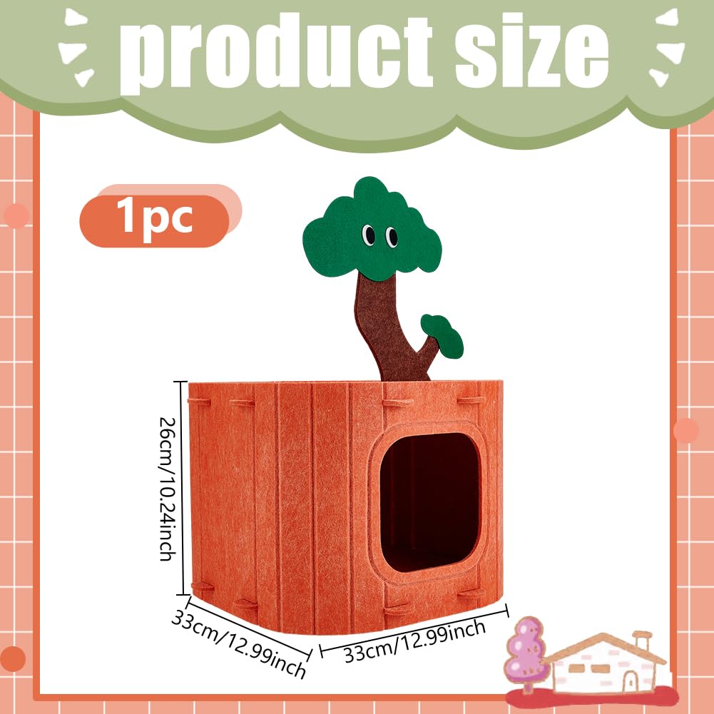 nbeads Rattenbett Hütte, Filzkaninchenversteck Filz Hasenbett Im Baumstumpf Design Meerschweinchenversteck Und Bett Kleintierversteck Kaninchenhütte Für Frettchen Chinchillas Und Igel, 13x13x10cm