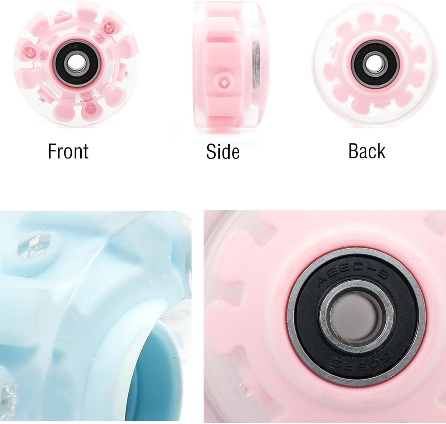 Inline Skate Wheels Outdoor Indoor 82A LED Light Up Wheels with Bearings Roller Skates Replacement Wheels for Girls & Boys Roller Skating