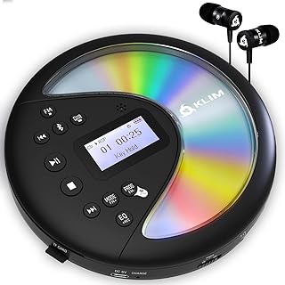 KLIM Discover + Portable CD Player Walkman with Long-Lasting Battery + New 2023 + with Headphones + Radio FM + Compatible MP3 CD Player Portable + SD Card, FM Transmitter, Bluetooth + Ideal for Cars