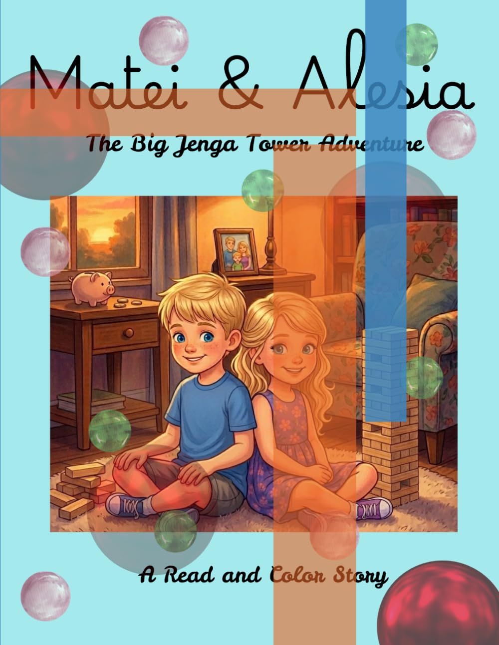 Matei and Alesia: The Big Jenga Tower Adventure: A Read and Color Story