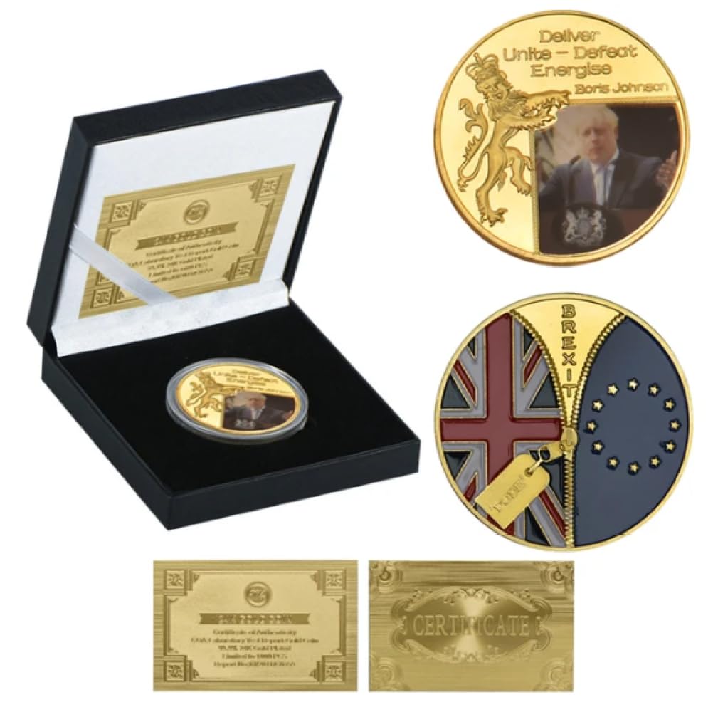 Rezajduie Gold Commemorative Coin British Prime Minister Boris Johnson Plated Challenge Coins Souvenir Coin Gifts For Collection