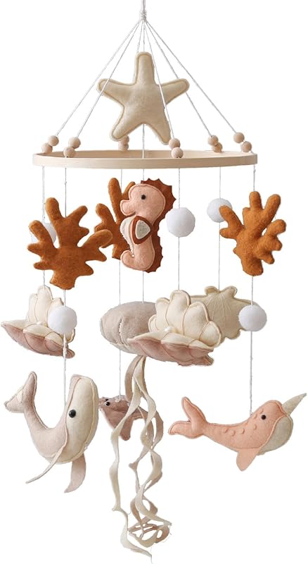 celular para cuna con tema Ocean Life, celular oceánico para bebés, niños y niñas, celular para bebé de género neutro, Juguete calmante celular para guardería, Juguetes calmantes para bebés cómodos con varios animales marinos