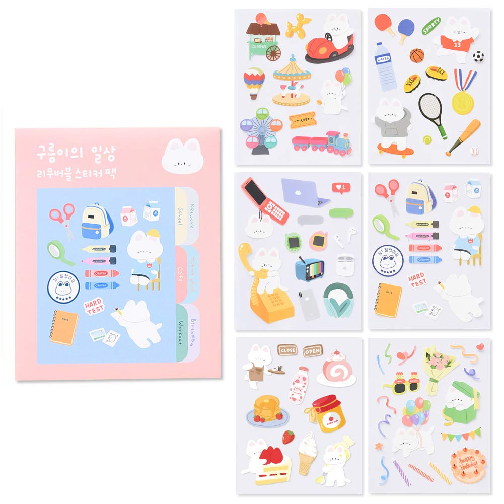 Monolike Removable The Daily Life of gureum Sticker Set- 6 Illustration Design Sticker