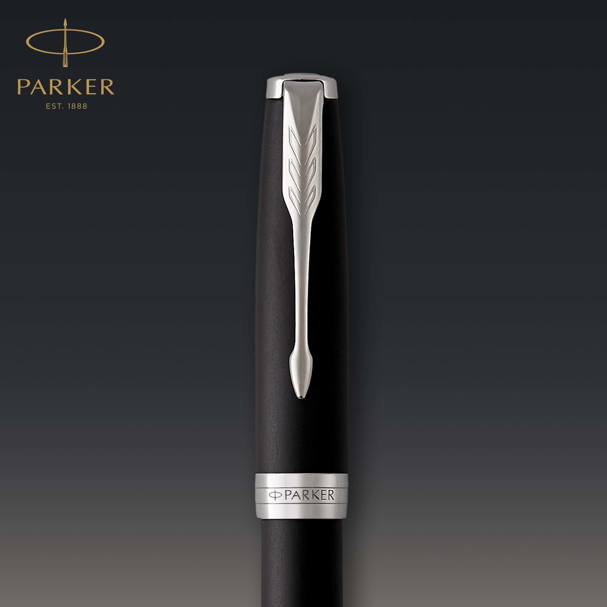 Parker Sonnet stylo plume | laque noir mat avec attributs palladium | plume moyenne | coffret cadeau