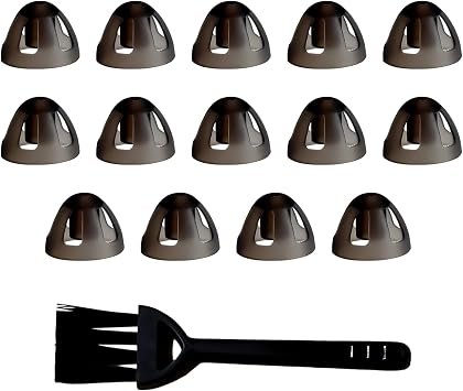FunnAura 14 Pcs 9mm Open Hearing Aid Domes for Phonak Hearing Aid, Transparent Black