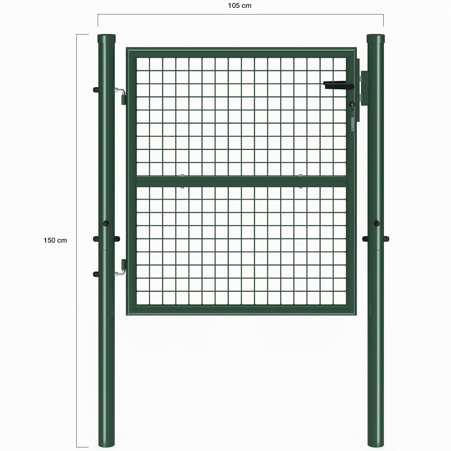 IDMarket - Portillon de jardin 105 x 100 cm en acier avec serrure et poignée vert