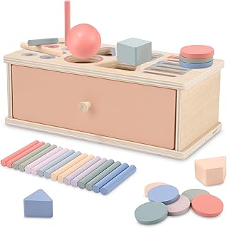 Vuxava Montessori Toy from 1 Year, Wooden Toy & Plug-in Game for Children from 1 2 3 Years, Sorting Game, Sensory Toy, Toddler Boys Girls, Educational Toy Gift for Birthday, Christmas