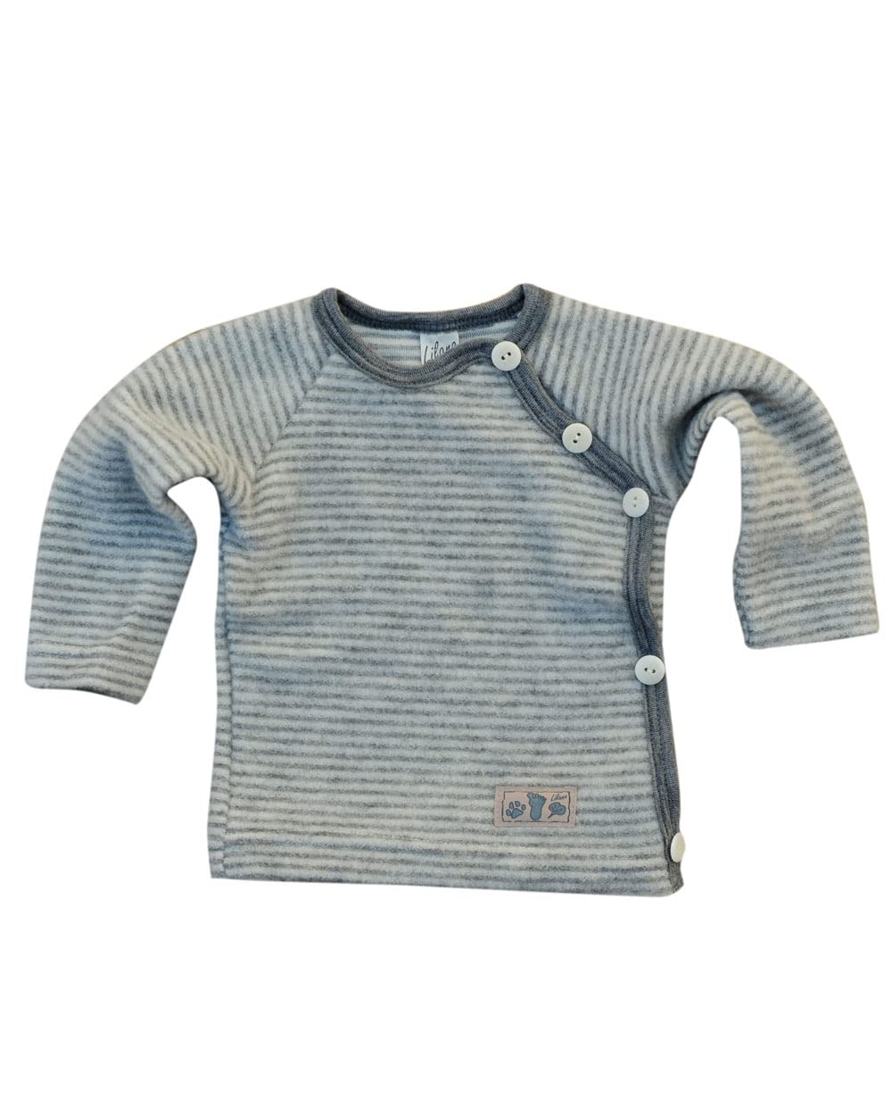 Lilano, Baby Wrap Jumper, 100% Wool Terry Fleece (kbT), Grey/natural, 68 cm