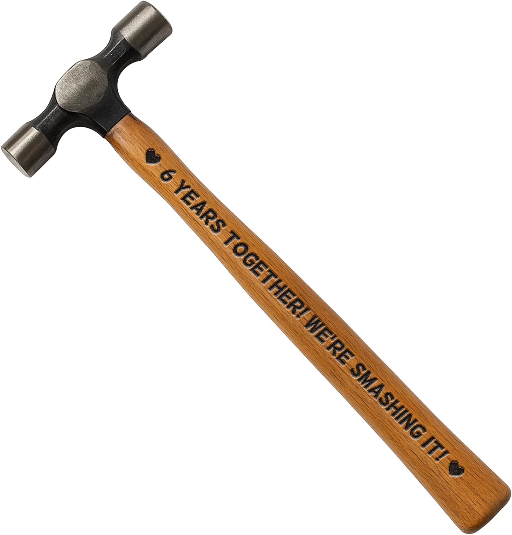 RED OCEAN 6th Anniversary Engraved Hammer - Wood Handle, Bronze, 200g for Boyfriend or Husband