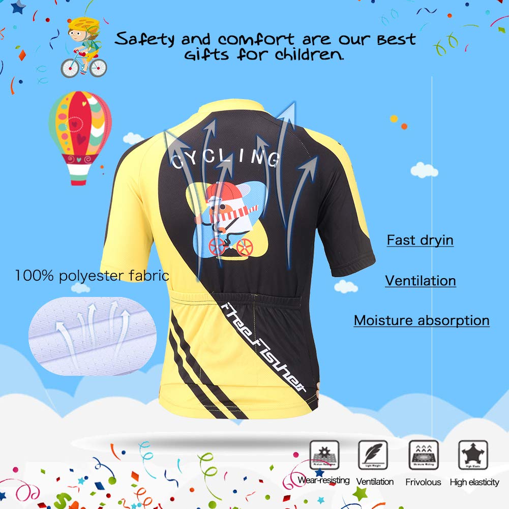 Unisexe-Enfant Garçon Fille 2 Pièces Maillots de Cyclisme Manche Courte avec Shorts Costume de Cyclisme avec Cuissard
