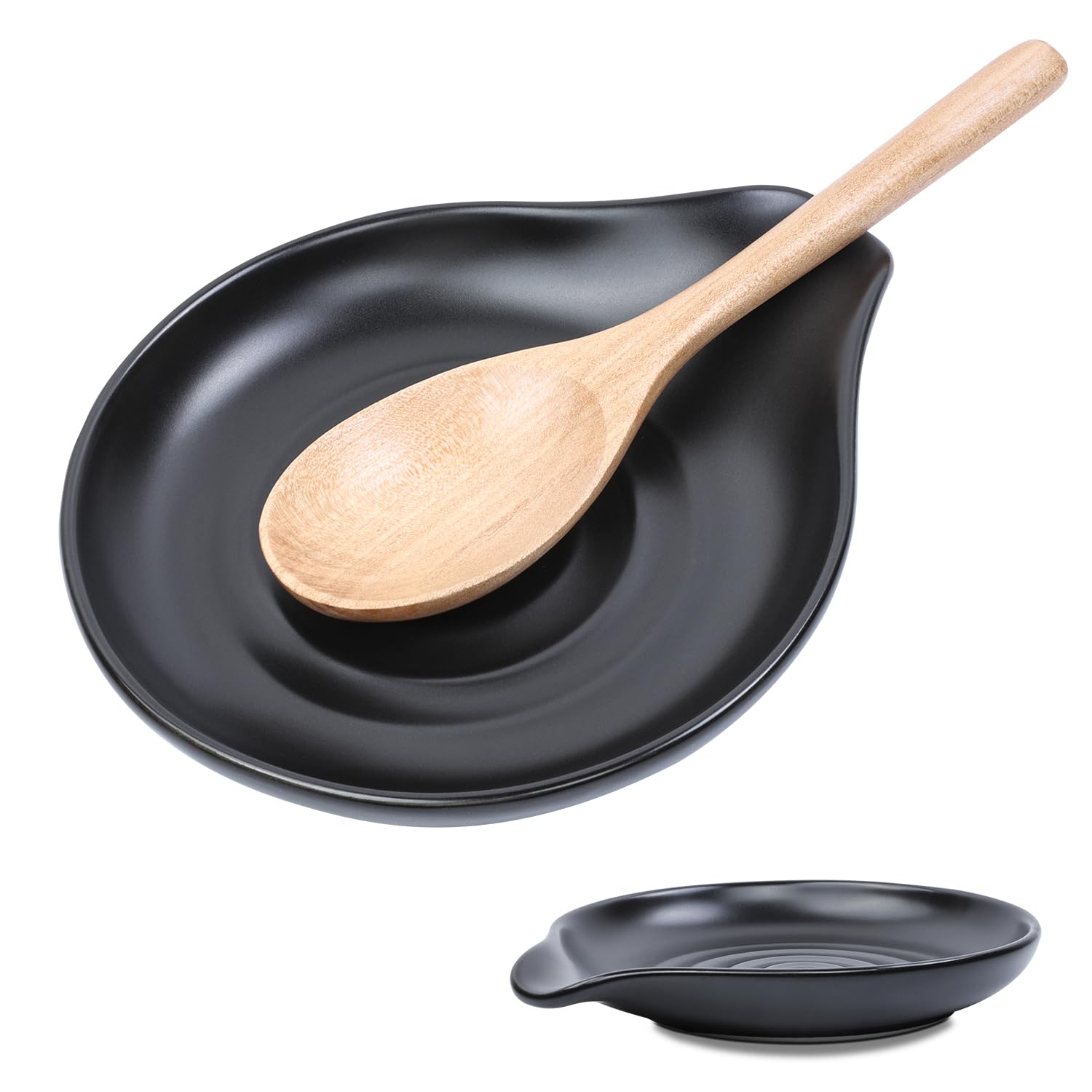 Reposa Cucharas Cocina, Reposacucharas de Cerámica con Diseño en Espiral Para Estufa, Encimera de Cocina Y Mesa; Soporte Resistente Al Calor Para Cucharones Y Espátulas