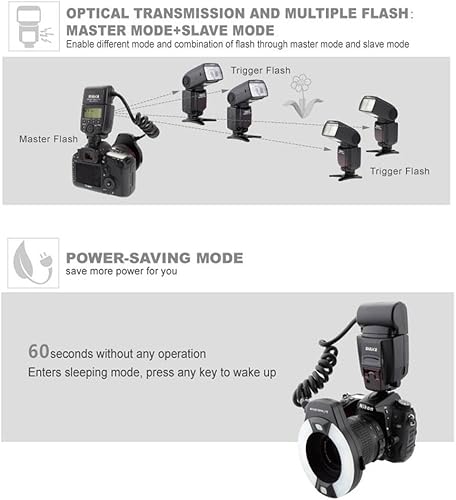 Miniatura 10 de Meike FC-100 - Luz LED para macro anillo, compatible con cámara réflex digital Canon N Pentax Olympus Olympus con anillos adaptadores
