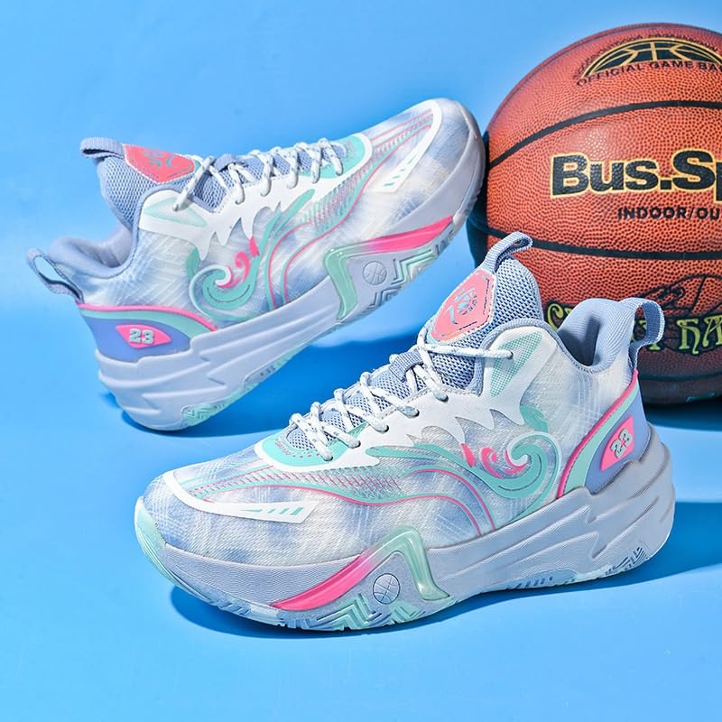 Zapatillas de Baloncesto Unisex caña Alta con Malla Transpirable y Antideslizante, Botas Deportivas Entrenamiento Moda Zapatos para Caminar