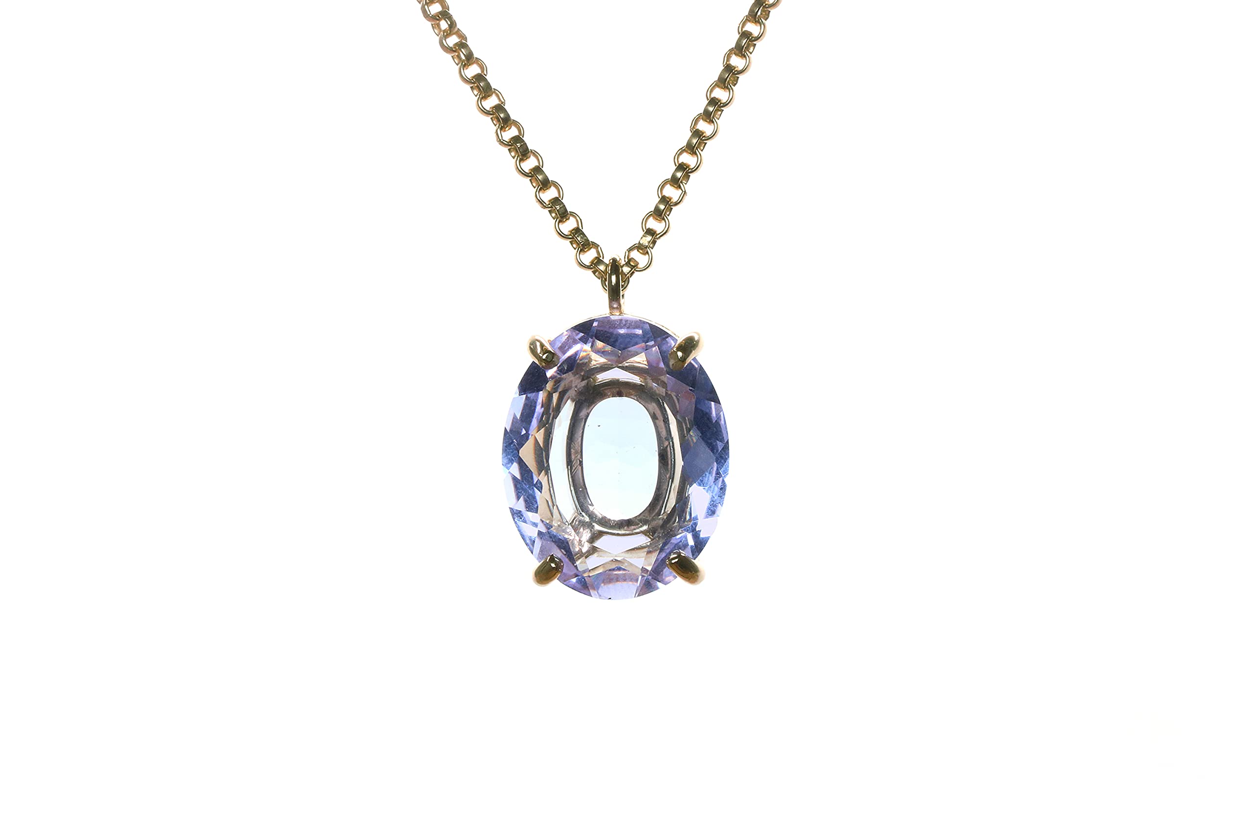 Collana Ovale con Ciondolo di Tanzanite - Classica Collana in Oro con Pietra di Compleanno - Radiosa Collana di Cristallo con la Pietra di Compleanno di Dicembre, Collana Dichiarazione - Fatta a Mano