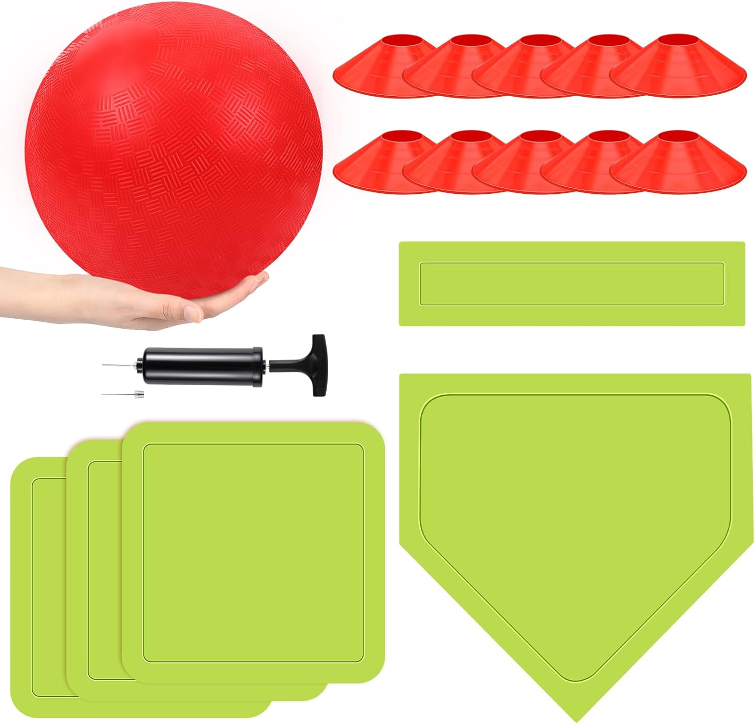 Hiboom 16 Pcs Sports Kickball Set includes 10 Inches