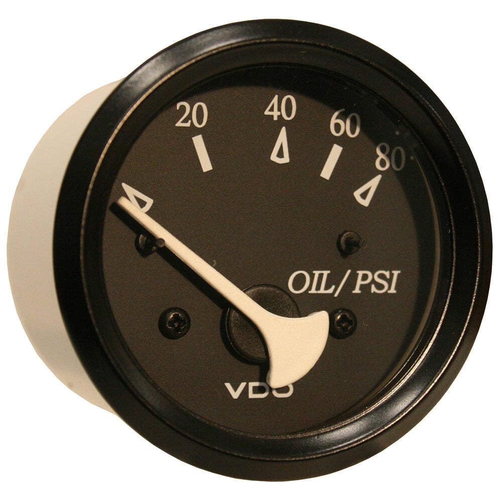350-11800 Cockpit Marine 80PSI Oil Pressure Gauge Use with Marine 240-33 Ohm Sender 12V - Black