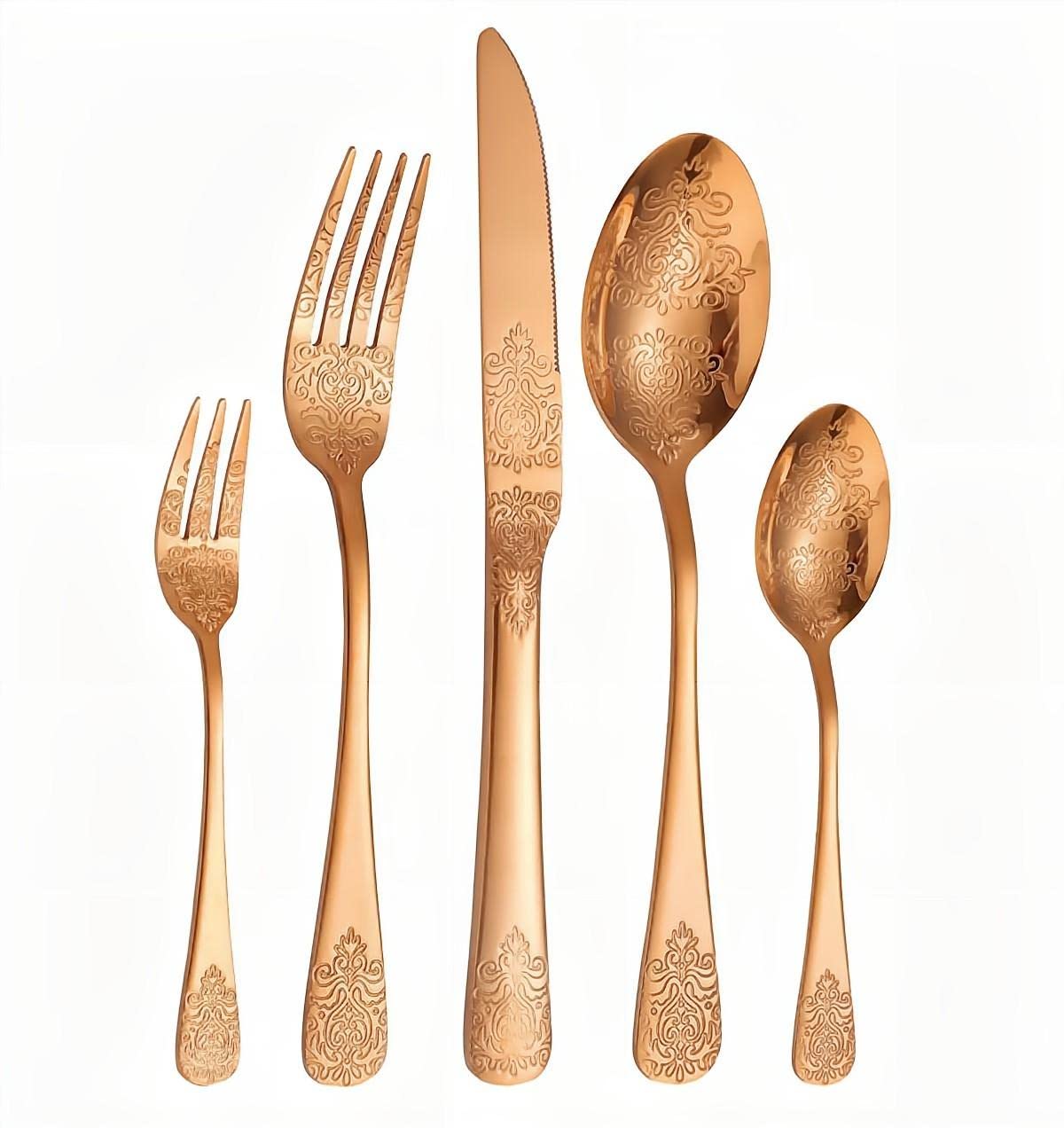 Juego de Cubiertos, Juego de Cubiertos de Acero Inoxidable, Transparente, Juego de Cuchara, Cuchillo y Tenedor, Juego de Cubiertos Impresos de 20 Piezas, vajilla de cocin