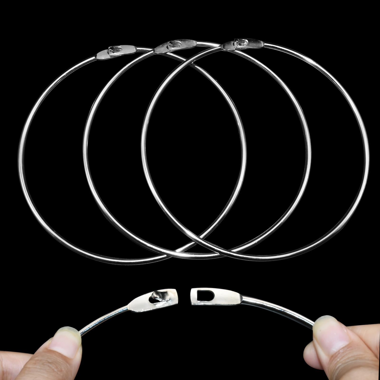3 Pack Extra Large Loose Leaf Binder Rings, 6 Inch Metal Rings Wrench Organizer, Heavy Duty Big Book Rings for Home Office (3)
