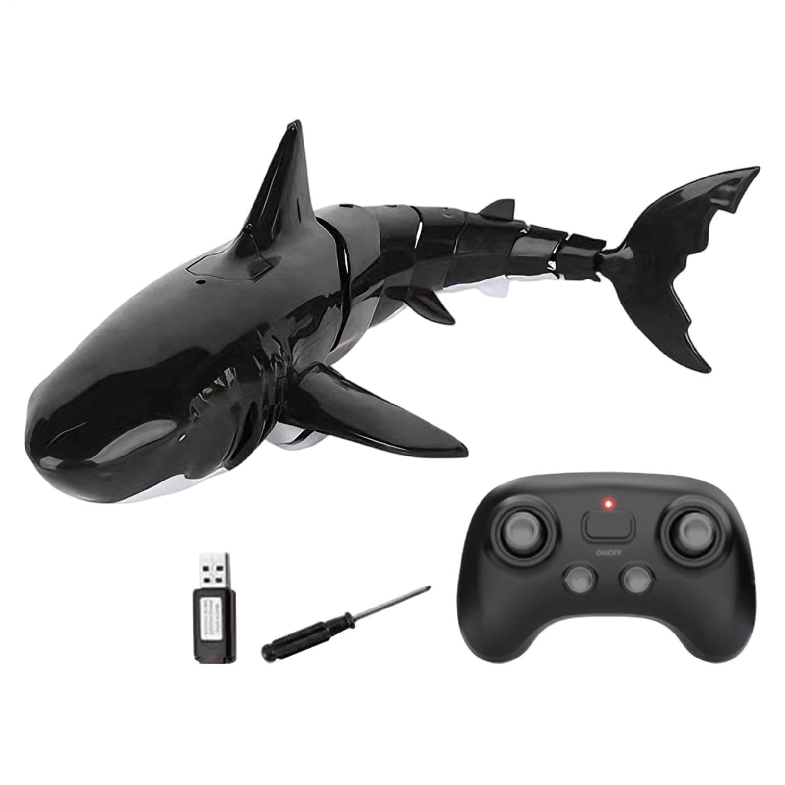 Squalo Telecomandato – Giocattolo Subacqueo Impermeabile | Robot Nuotatore Realistico, Raggio 50 M, Batteria 30 Min, Per Piscina, Spiaggia, Vasca – Ottimo Regalo Compleanno O Natale Per Ragazzi,