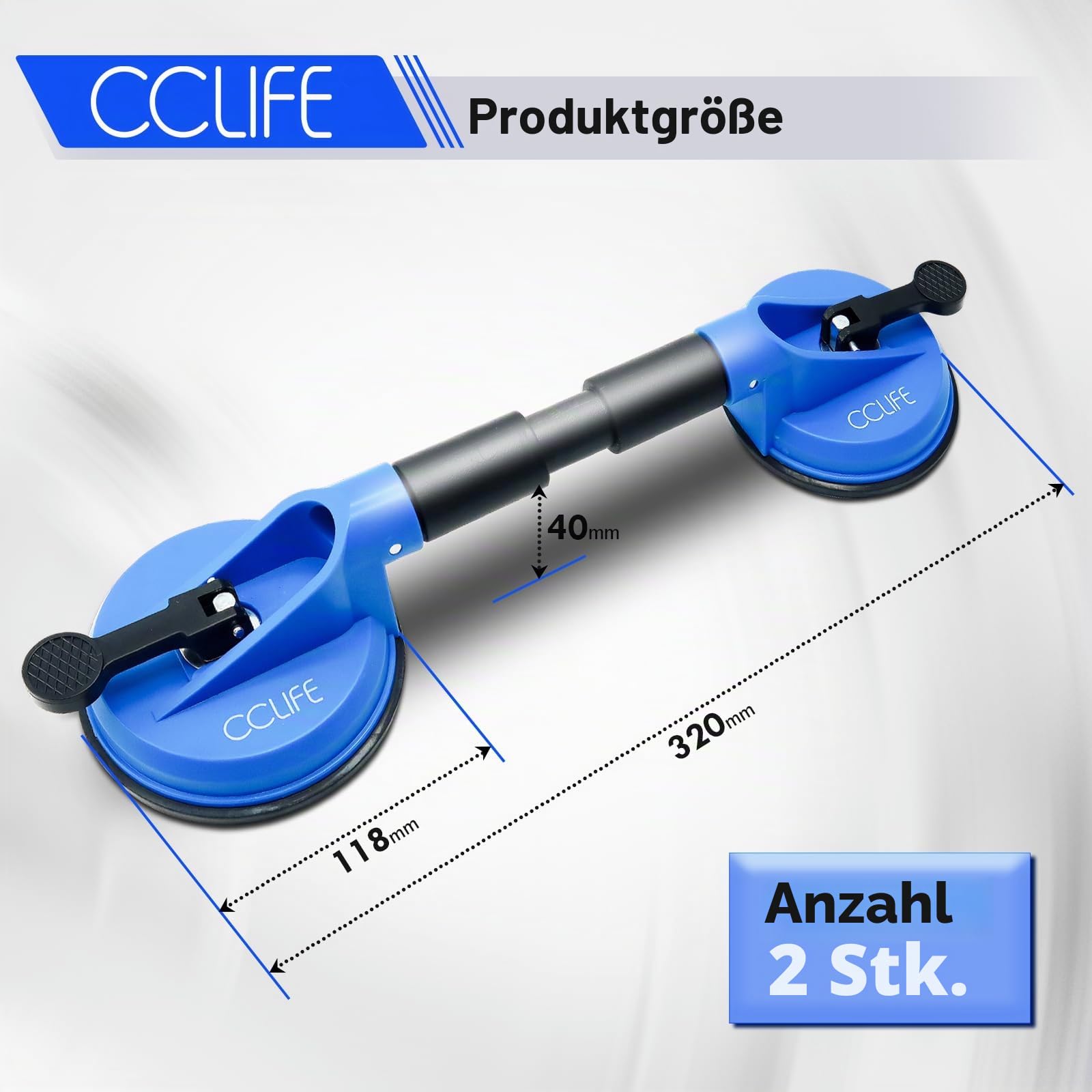 CCLIFE 2tlg Gummisauger Saugheber Glassauger Saugnapfhalter 120KG Tragkraft mit Sicherungsgurt Windschutzscheiben Reparaturset KFZ