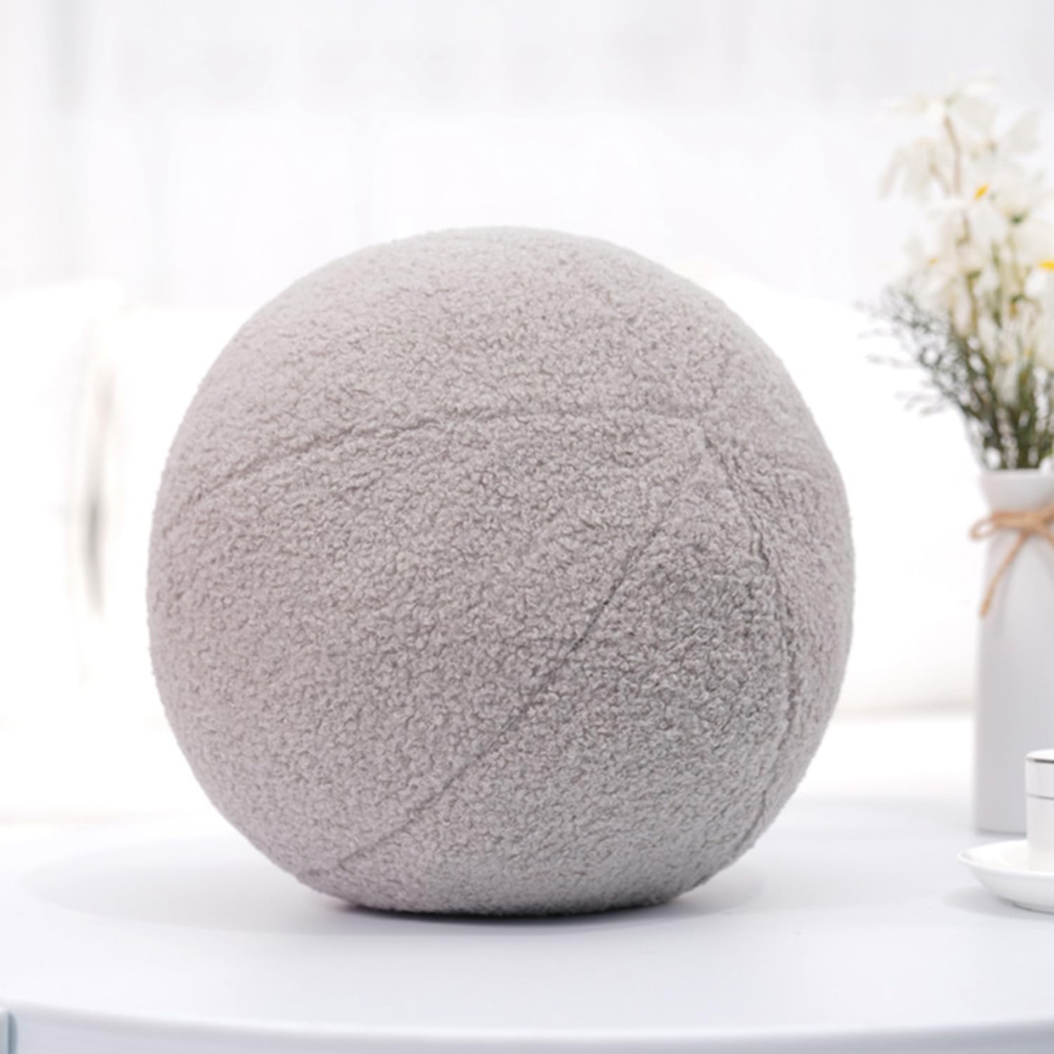 CASAGOOD 12 Inch Round Hugging Pillow Plush Toy Soft Plushies Throw Pillows Kids' First Ball Plush Toys for Home Decor Or Gift for Kids and Lovers (Gray)