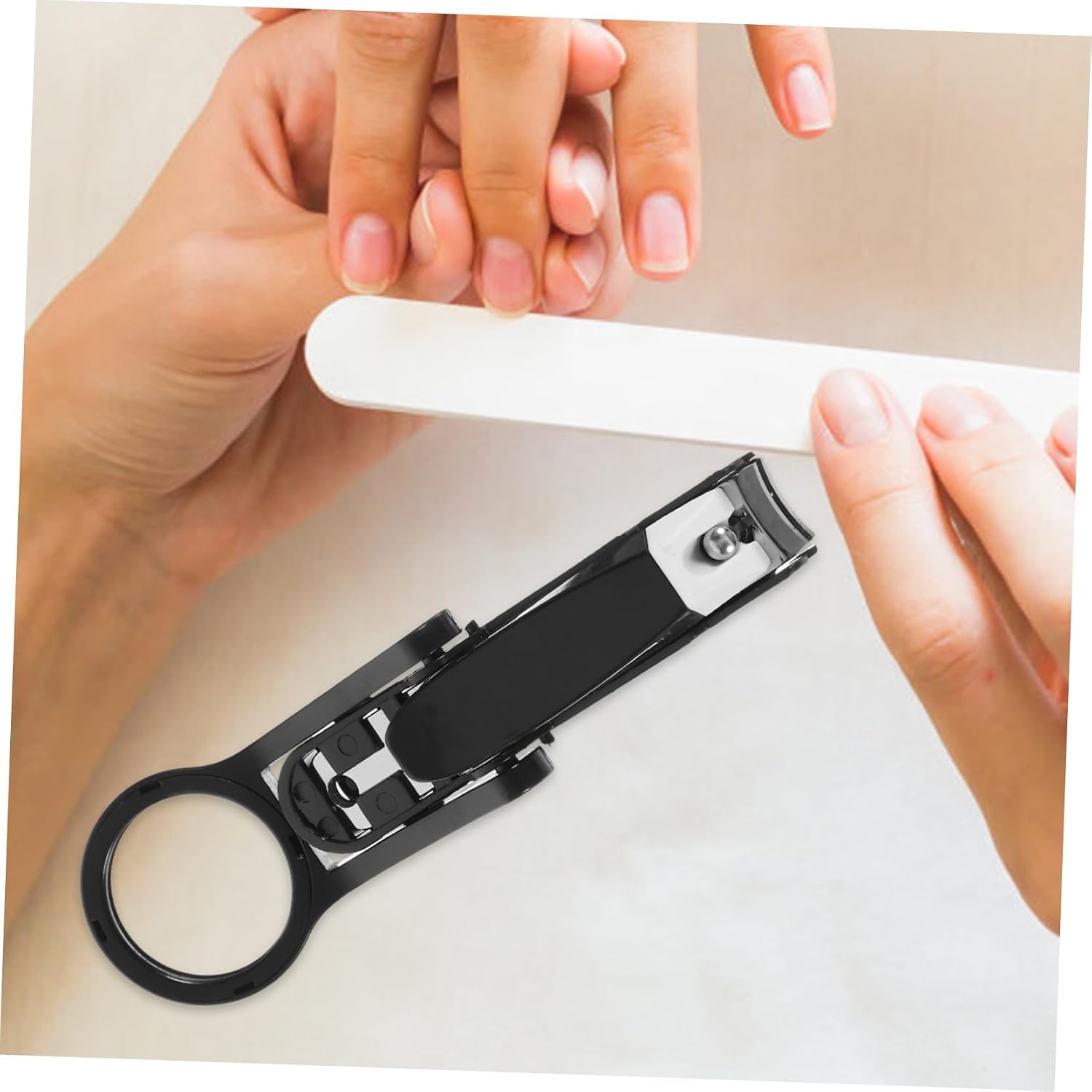 minkissy Long Handled Toenail Clippers with Magnifying Glass for Seniors, Portable Stainless Steel Nail Cutter for Thick Nails, Comfortable Grip, Random Style