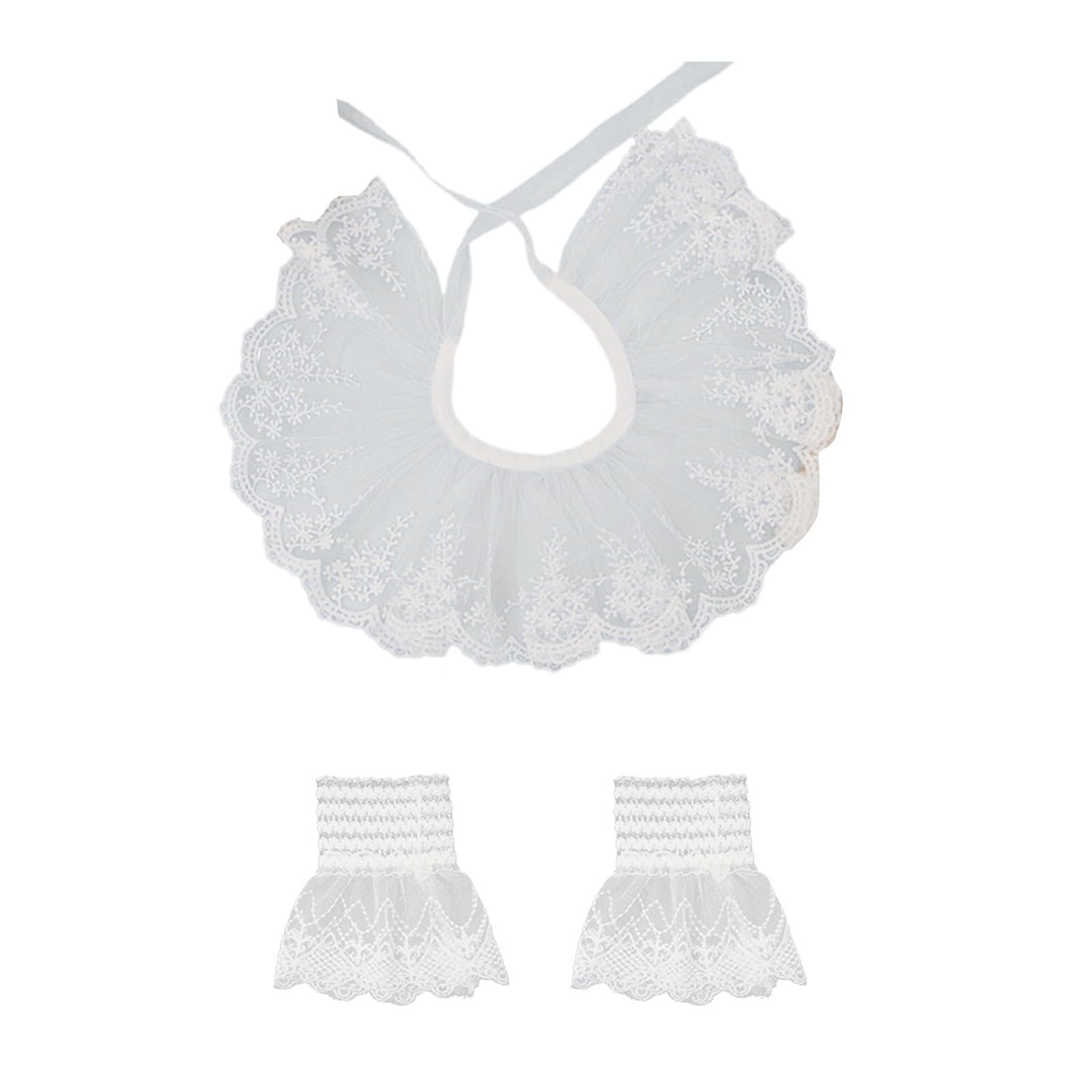 YUXITA Elegant French Trendy Detachable Lace Collar With Wrist Cuffs Ruffle For Women Daily Outfit And Occasion