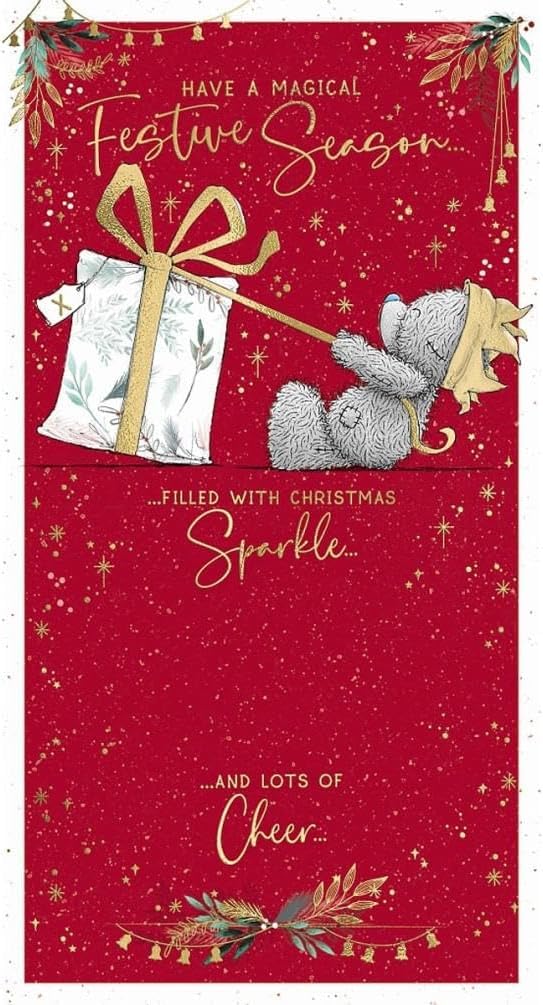 Me To You Tatty Teddy Christmas Card With Luxury Gold Foil Detail 5x9ins - Official Collection