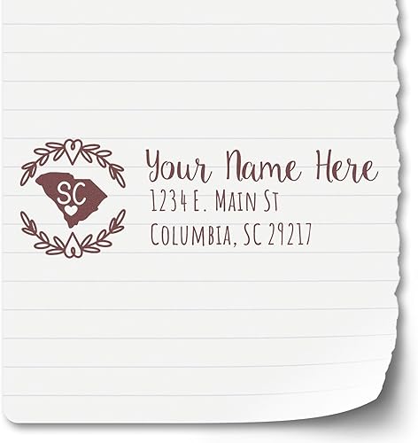 Miniatura 314 de State Love - Sello de dirección autoentintado para Texas, caja rosa, púrpura o negra, impresiones limpias y nítidas, diseño rectangular, tamaño 7/8