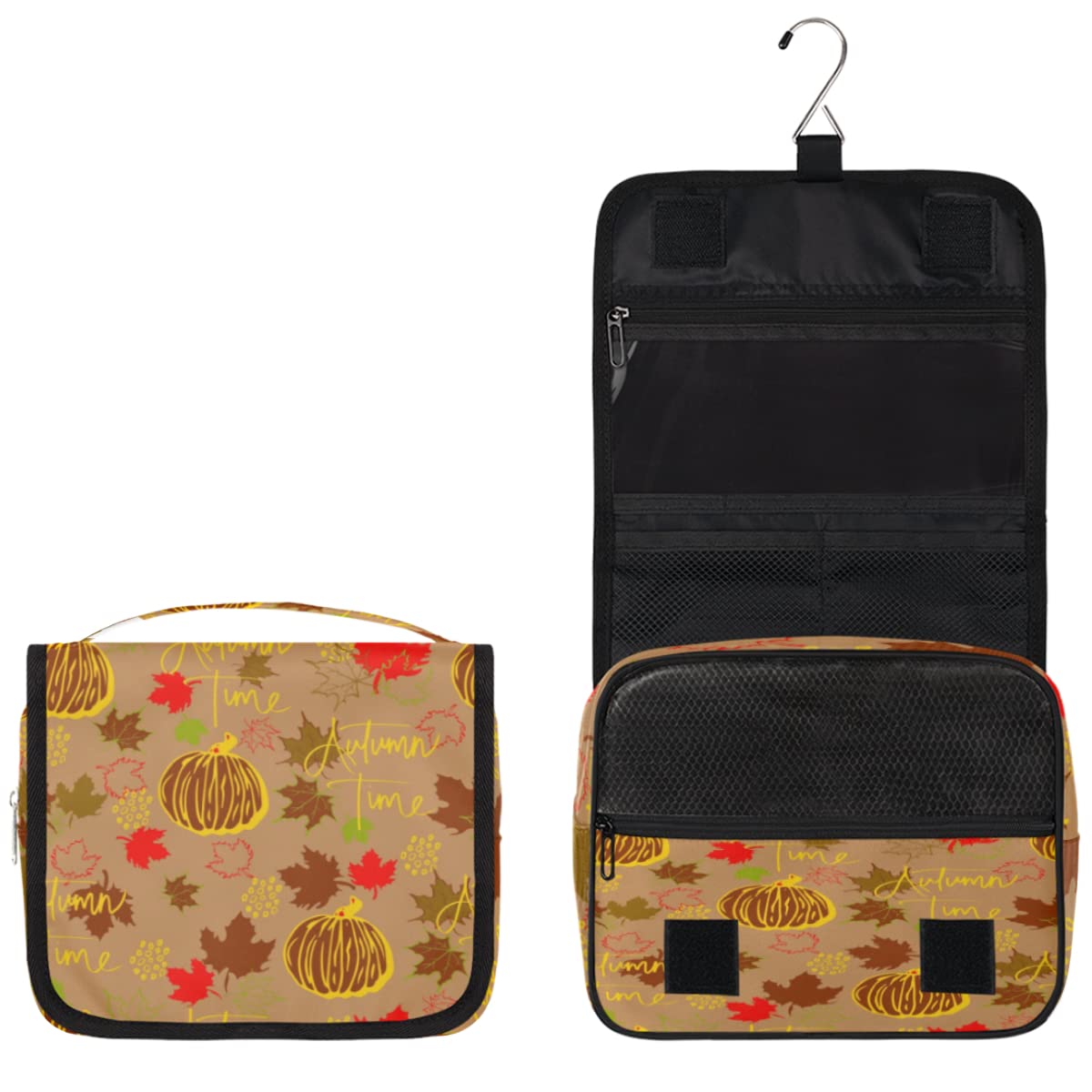 Jesień Halloween podróżna kosmetyczka Halloween dynia zmywanie torebka unisex wiszące przybory toaletowe kosmetyczne organizer do makijażu, wielobarwny, Jeden rozmiar