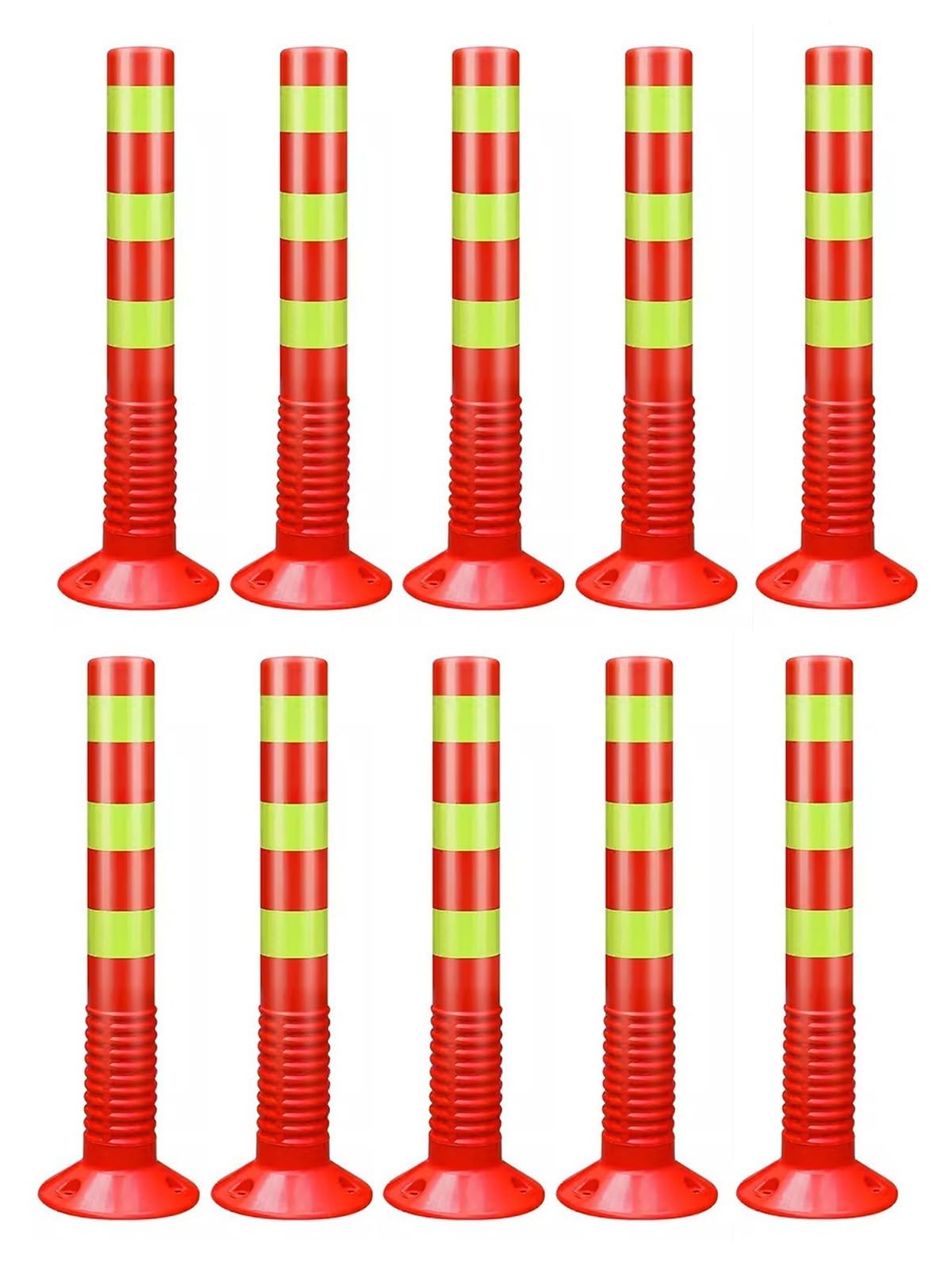 GDMDPTE Parking Barrier for Driveway, Plastic Flexible Traffic Delineator Cones for Parking Lot/Driving Practice/Residential Caution Roads, Construction Safety Barricade(10 Pack,H 45cm/17.7in)