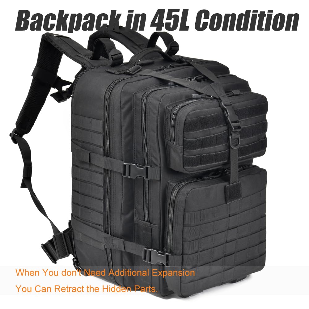 Mochila militar táctica grande Molle 64L, bolsa de senderismo, Negro -, Moderno 7