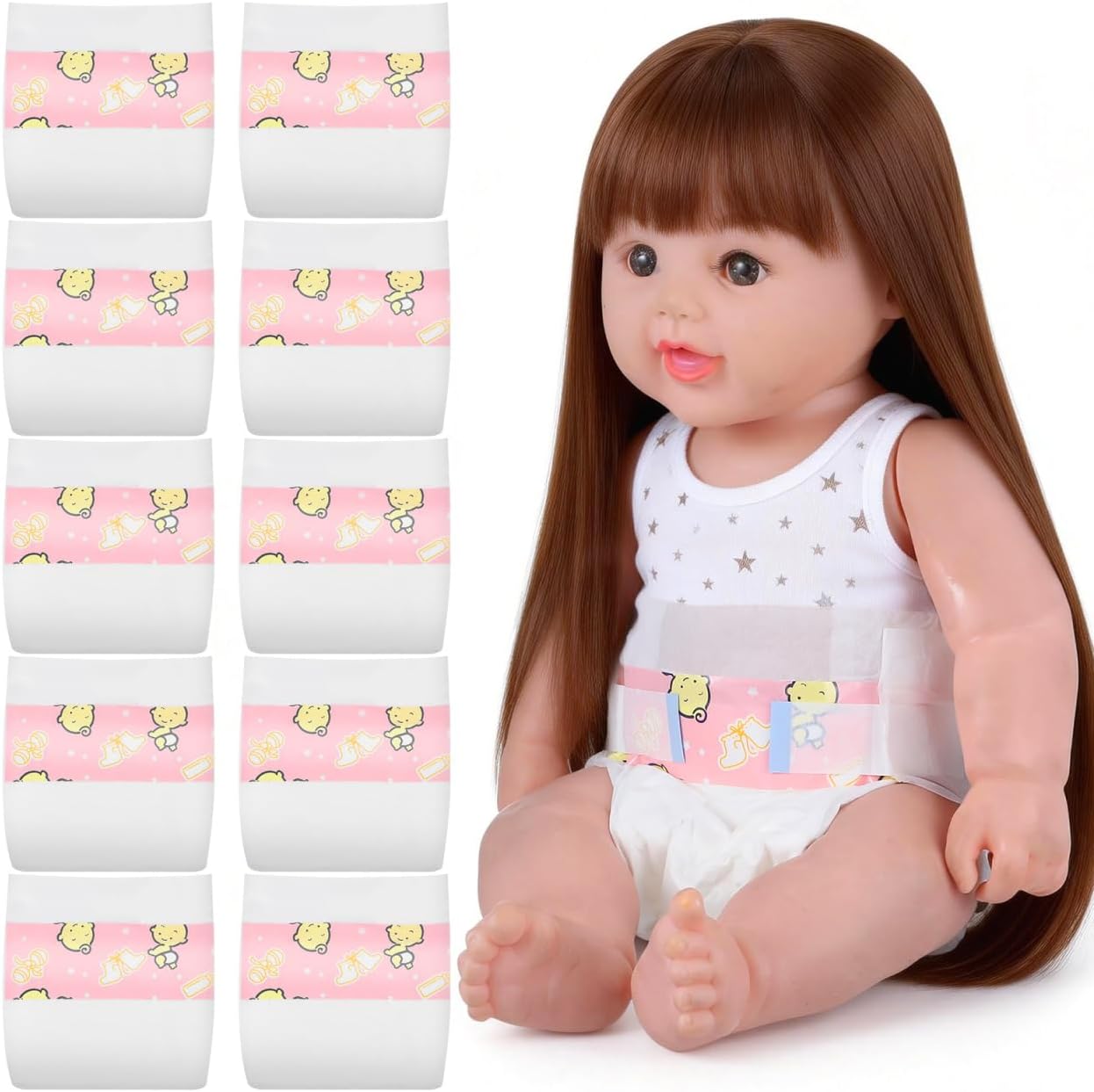TOYANDONA 10pcs Baby Doll Diapers for 18 Inch - Baby Doll Underwear Diapers for Reborn Accessories