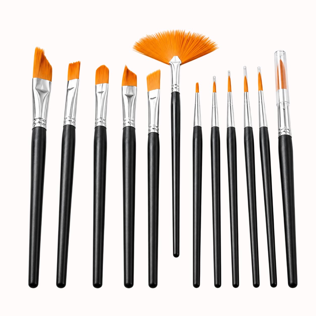 12-Piece Professional Paint Brush Set, Nylon Artist Brushes with Detail, Flat, Angle & Fan Brushes for Acrylic, Watercolor, Oil, Gouache, Canvas, Rock Painting, Crafts & DIY-image-39