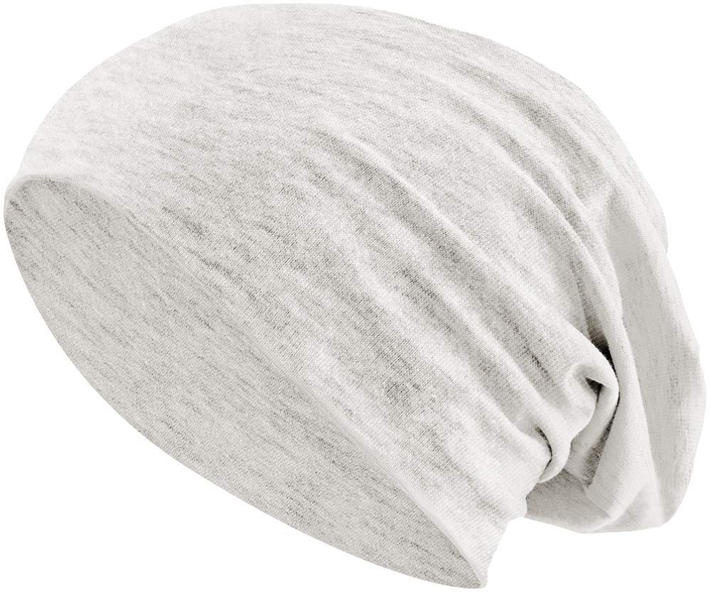 Balinco Jersey Cotton Elastic Long Slouch Beanie Unisex Hat Heather in 35 Assorted Colours (3) (Heather Beige)