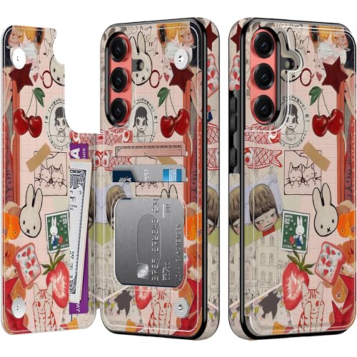 Étui pour Samsung S25 Plus idéal pour vos sorties avec son style portefeuille floral élégant