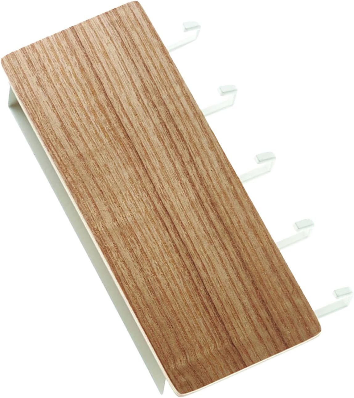 Key Holder, Wooden Wall Mounted Key Rack with 5 Hooks for Wall for Wallet House Accessories, Living Room, Kitchen, Office (Wood Color)