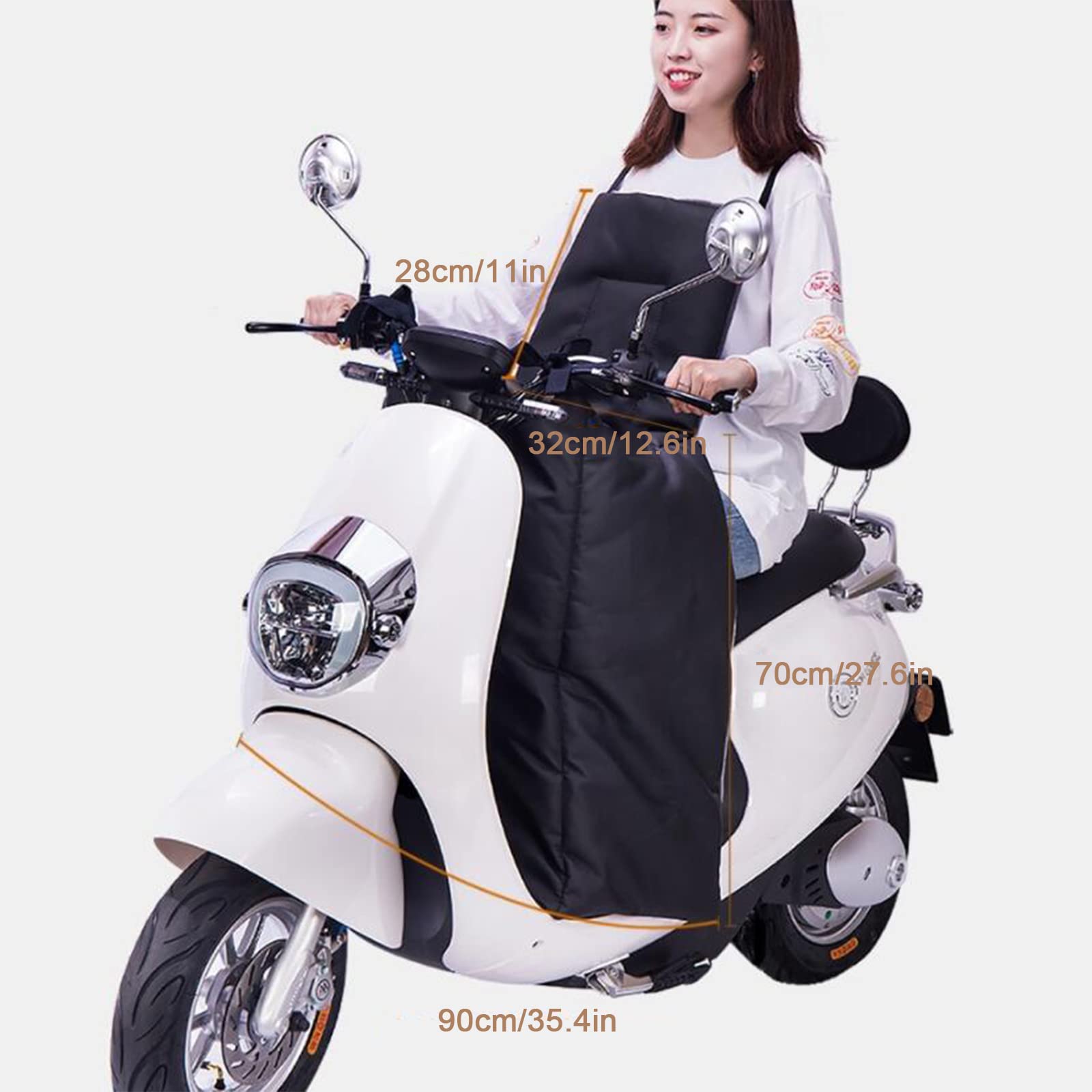 Pare-Brise Fendu d'hiver de Moto électrique, Tablier imperméable de Garde-Jambe de Voiture de Batterie de Cuir d'unité Centrale, Plus l'épaississement de Velours pour Augmenter des genouillères, NOI