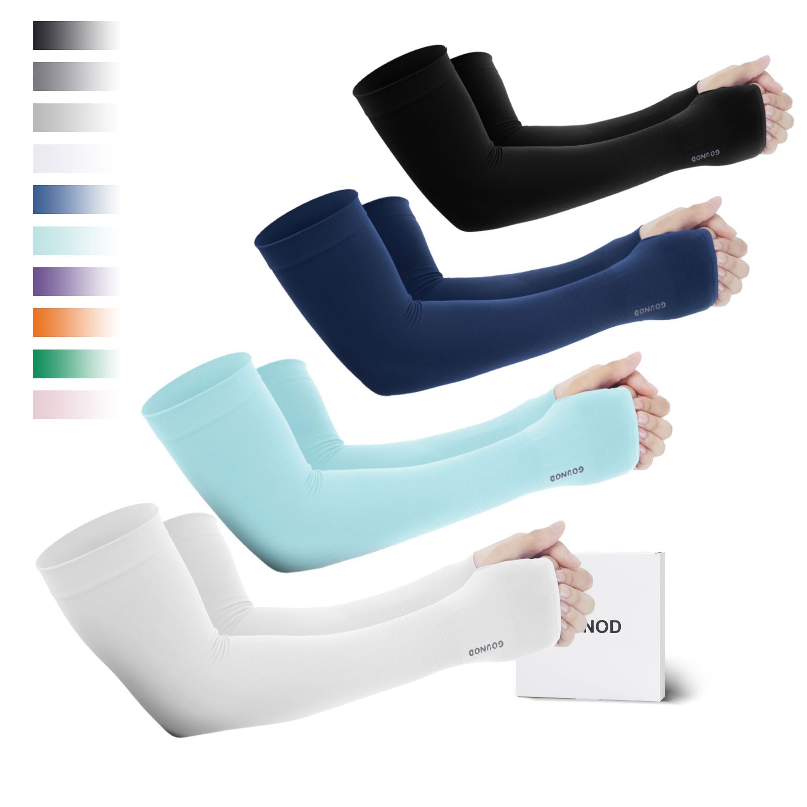 GOUNOD Sun Protection Cooling Arm Sleeves with Thumb Holes UPF 50+ UV