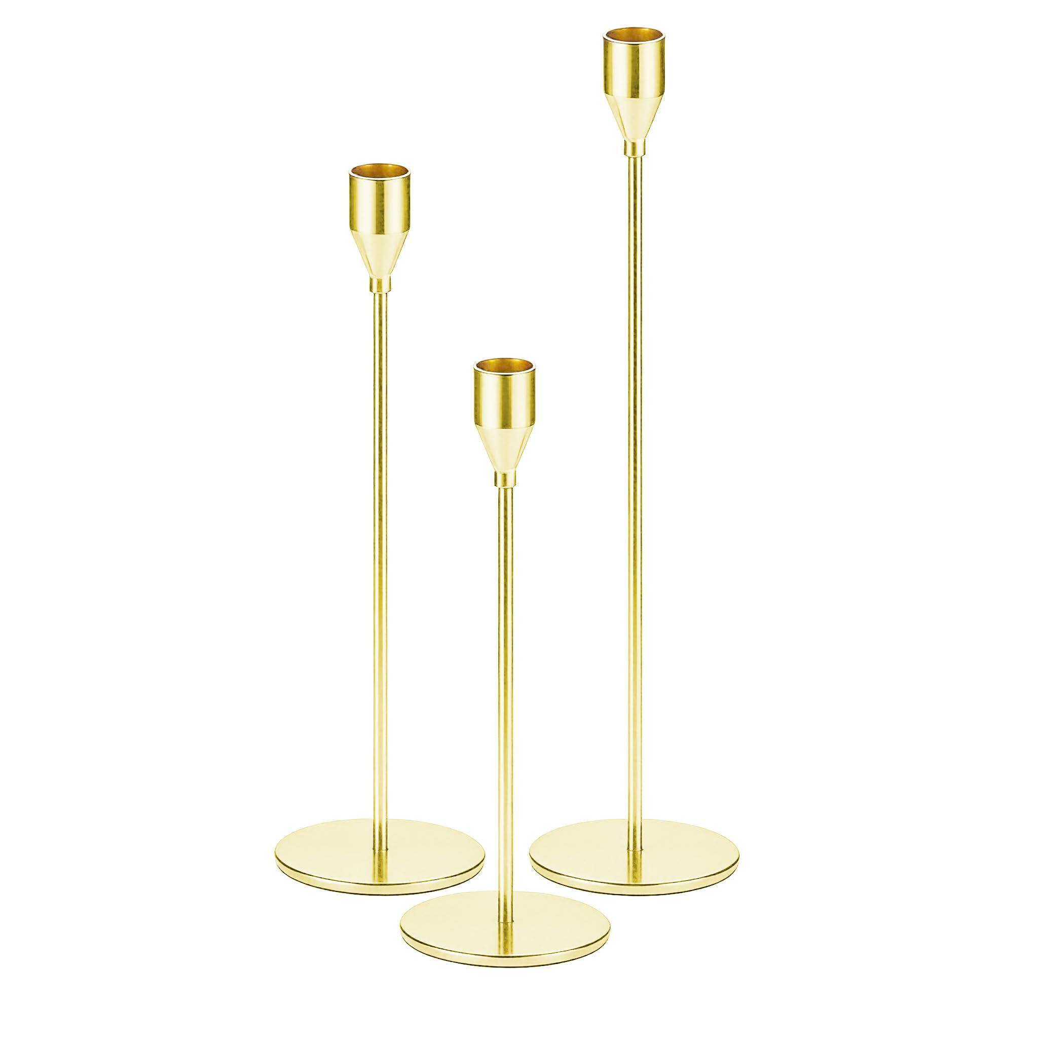 Candlestick Holders, Set of 3 Taper Silver Candle Holder Decor for Date, Festival, Wedding, Party, Dinning or Anniversary, Fit 3/4" Thick Pillar