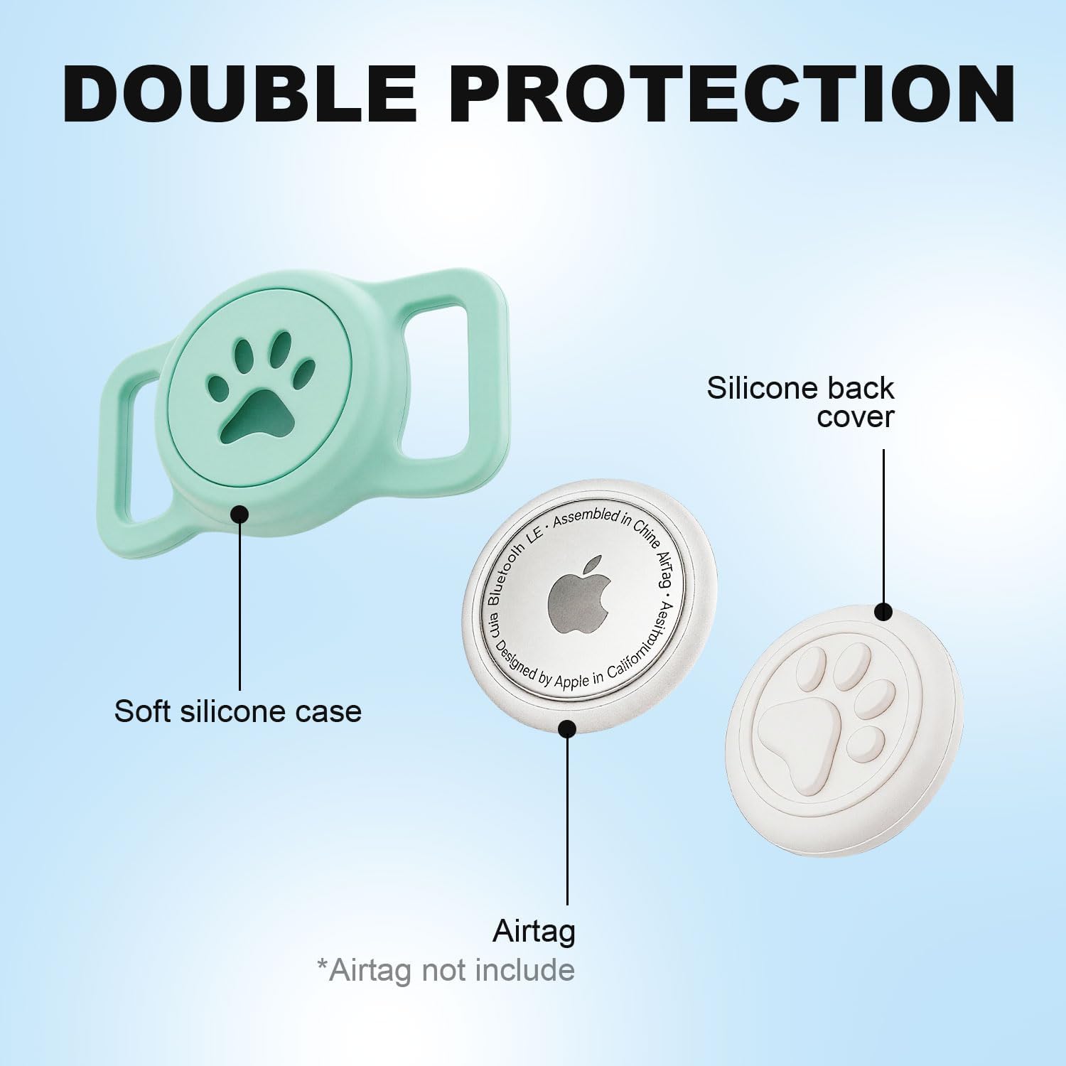 for Airtag Dog Collar Holder 2 Pack, Waterproof Dog AirTag Holder for Dog Collar (Gen 1 & 2), Soft Stretchy Silicone Air Tags Case, Reinforced Anti-Lost, Signal Friendly, Universal Fit Collar Width image 3