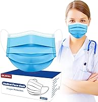 Vista 1 de Paquete de 100 mascarillas desechables ASTM nivel 2, protección de 3 capas de grado médico para adultos, cómodas, suaves, transpirables