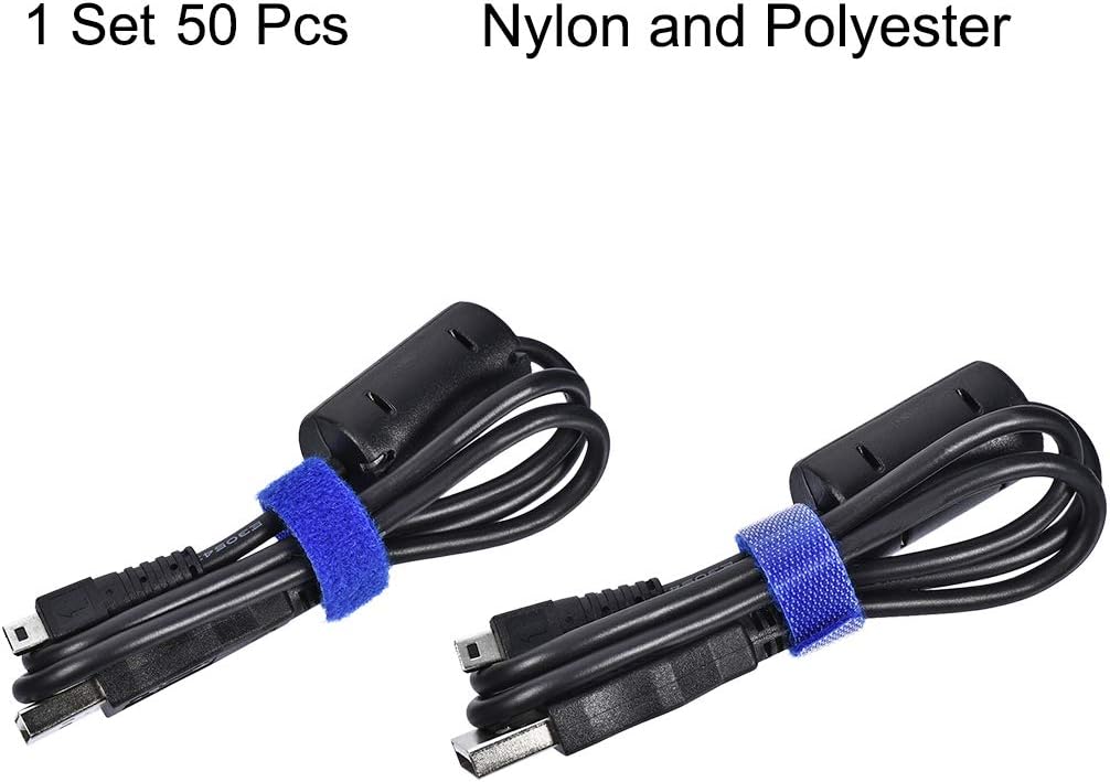 uxcell Reusable Cable Ties, 4 Inch Hook and Loop Cord Wraps, 5 Color Zip Tie 50pcs